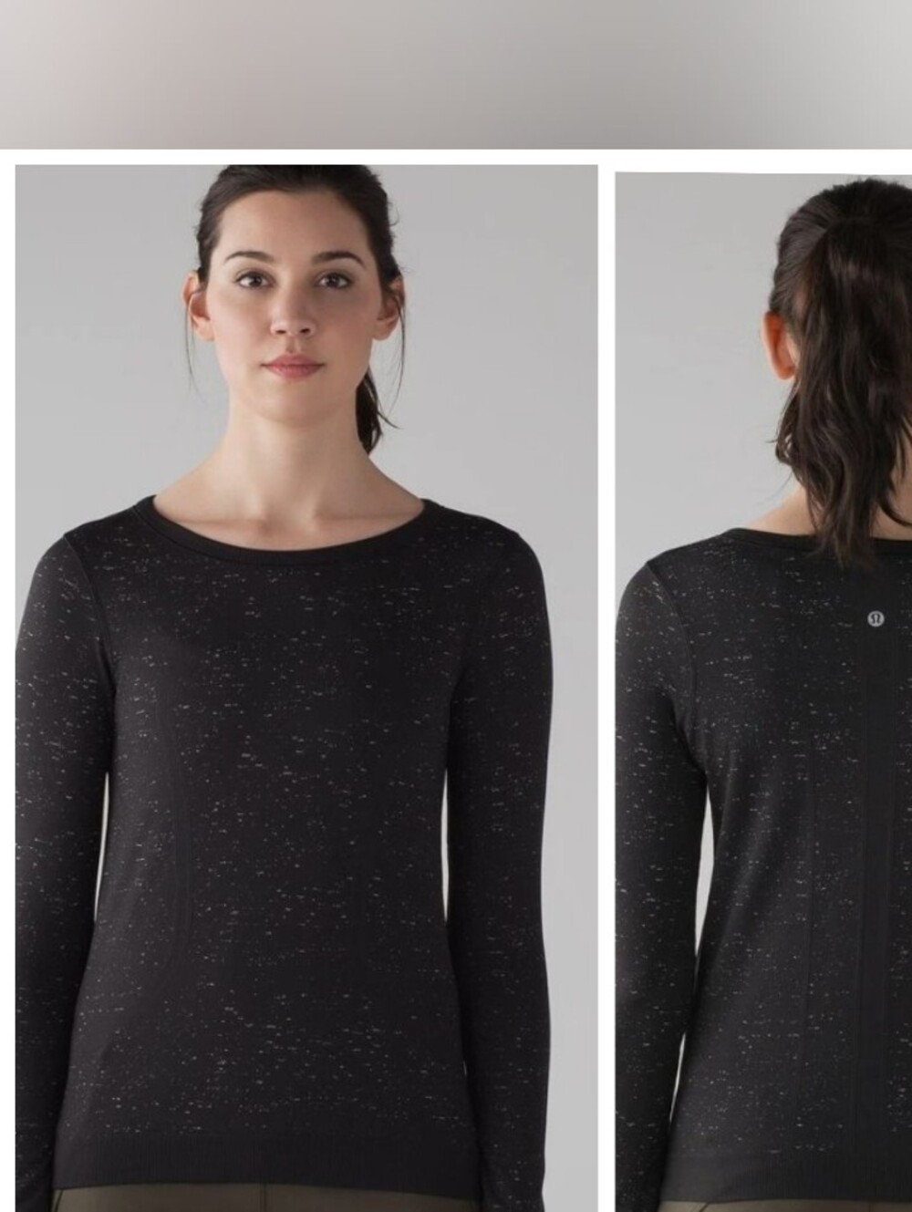 lululemon athletica Black Speckle Crew Neck Sweater